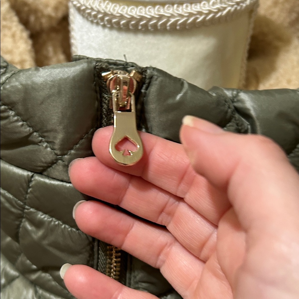 Kate Spade Quilted Puffer Jacket in Olive - Picture 2 of 16
